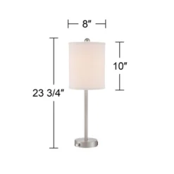 360 Lighting Trotter Modern Table Lamps 23 3/4" High Set Of 2 Brushed Nickel With USB And AC Power Outlet In Base White Fabric Cylinder For Home Desk -Home Improvement Store GUEST 008a3109 94ac 4536 a8fc e2bc3ee2aed9