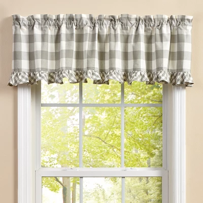 Park Designs Buffalo Check Ruffled Dove Valance 60" X 14" 3 Park Designs Buffalo Check Ruffled Dove Valance 60" X 14"