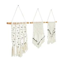 Set Of 3 Cotton Macrame Handmade Intricately Weaved Wall Decors With Beaded Fringe Tassels Cream - The Novogratz 18 Set Of 3 Cotton Macrame Handmade Intricately Weaved Wall Decors With Beaded Fringe Tassels Cream - The Novogratz -Home Improvement Store GUEST 00de41bf aef6 47ef ba25 866e9bd5350c