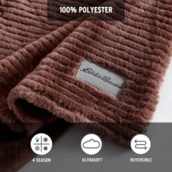 Eddie Bauer Ribbed Super Soft Textured Solid Brown 50" X 60" Throw Blanket -Home Improvement Store GUEST 032a6b24 22ae 4f53 8034 58240de97c96