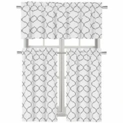 Kate Aurora Living Shabby Trellis 3 Piece Café Kitchen Curtain Tier And Valance Set