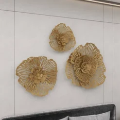 Metal Floral Wall Decor Set Of 3 Gold - Olivia & May -Home Improvement Store GUEST 044422a1 2d15 40c6 b9eb 5bc5dc45ac2e