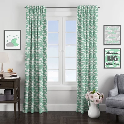 Bacati - Clouds In The City Mint Clouds Curtain Panel 3 Bacati - Clouds In The City Mint Clouds Curtain Panel