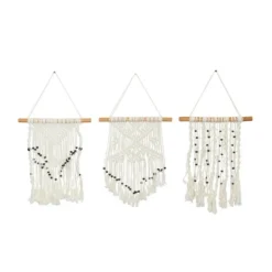 Set Of 3 Cotton Macrame Handmade Intricately Weaved Wall Decors With Beaded Fringe Tassels Cream - The Novogratz 19 Set Of 3 Cotton Macrame Handmade Intricately Weaved Wall Decors With Beaded Fringe Tassels Cream - The Novogratz -Home Improvement Store GUEST 05398388 2ddf 4a87 af6e f1e3a875d0f7
