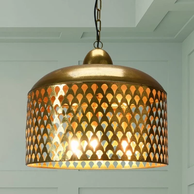 20.25" X 18.5" Metal Pendant Lamp Gold Finish - Storied Home 6 20.25" X 18.5" Metal Pendant Lamp Gold Finish - Storied Home - Image 4
