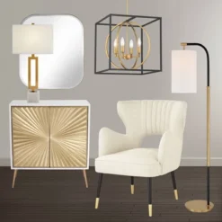 Possini Euro Design Black Warm Brass Cage Foyer Pendant Chandelier 16 1/2" Wide 4-Light Mid Century Modern For Dining Room House -Home Improvement Store GUEST 08b99359 1dbf 44d4 bc7b 30527d6a7380