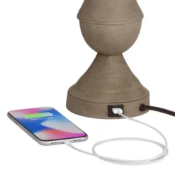 Regency Hill Avery Traditional Table Lamps 25" High Set Of 2 Faux Wood With USB Charging Port LED Touch On Off Beige Shades For Living Room Home Desk -Home Improvement Store GUEST 098566eb 533e 4567 837b a52b71cbcdbd