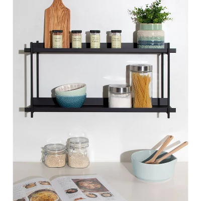 28" X 15" Dominic Tiered Decorative Wall Shelf Black - Kate & Laurel All Things Decor 7 28" X 15" Dominic Tiered Decorative Wall Shelf Black - Kate & Laurel All Things Decor - Image 5