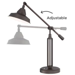 Franklin Iron Works Turnbuckle Rustic Farmhouse Desk Lamp 25" High Oil Rubbed Bronze With USB Charging Port LED Adjustable Metal Shade For Bedroom -Home Improvement Store GUEST 0aa40bbd a767 4cc4 a4c1 003bb864102f