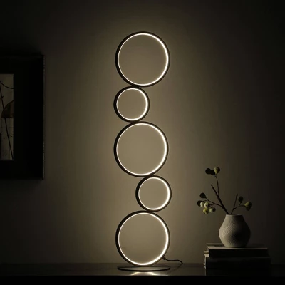 38.5" Else Nordic 5-Ring Shaped Metal Table Lamp (Includes LED Light Bulb) Black - Ore International 4 38.5" Else Nordic 5-Ring Shaped Metal Table Lamp (Includes LED Light Bulb) Black - Ore International - Image 2