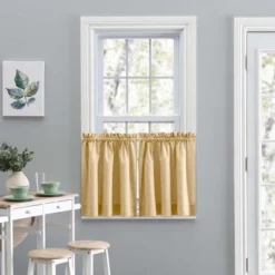 Ellis Curtain Lisa Solid Color Poly Cotton Duck Fabric Tailored Tier Butter -Home Improvement Store GUEST 0ba56088 07a7 48c3 9411 f3874914ac69