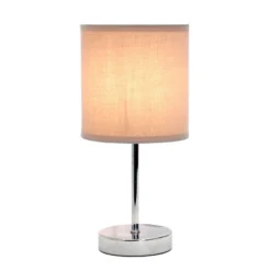 11.81" Traditional Petite Metal Stick Bedside Table Desk Lamp In Chrome With Fabric Shade Gray - Creekwood Home -Home Improvement Store GUEST 0d235063 4c94 41e2 96f2 e7118f716857