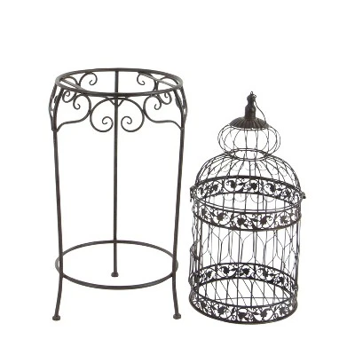 47" Iron Vintage Birdcage Black - Olivia & May 8 47" Iron Vintage Birdcage Black - Olivia & May - Image 6