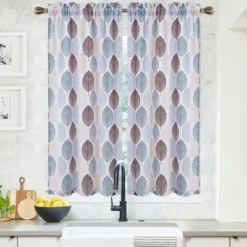 Trinity Kitchen Tier Curtains Window Leaf Pattern Half Window Treatment Set Rod Pocket -Home Improvement Store GUEST 0ff72007 1f30 4818 9698 aa47c313a00e