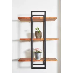 32" Rectangle Wood Shelving Wall Display Black - Ore International