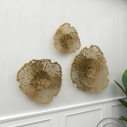 Metal Floral Wall Decor Set Of 3 Gold - Olivia & May -Home Improvement Store GUEST 16d32809 5bf2 4508 9582 6388cd6a1d82