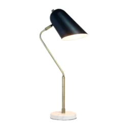 Asymmetrical Marble And Metal Desk Lamp With Sloped Shade Antique Brass - Lalia Home