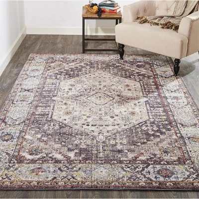 Armant Traditional Medallion, Purple/Gray/Ivory, 2' X 3' Accent Rug 5 Armant Traditional Medallion, Purple/Gray/Ivory, 2' X 3' Accent Rug - Image 3