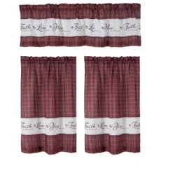 Kate Aurora Country Living Gingham Check Hope Faith Love 3 Pc Cafe Kitchen Curtain Set -Home Improvement Store GUEST 1873038b 3a5e 4ef4 a900 fd603bbfa8ac