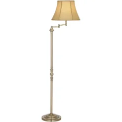 Regency Hill Montebello Vintage Retro Floor Lamp 60" Tall Antique Brass Metal Swing Arm Soft Tan Bell Shade For Living Room Bedroom Office House Home -Home Improvement Store GUEST 18e248d9 428a 4f85 9748 ca3154c75af4