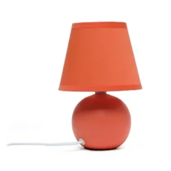 8.66" Petite Ceramic Orb Base Bedside Table Desk Lamp With Matching Tapered Drum Fabric Shade Orange - Creekwood Home -Home Improvement Store GUEST 19d4adc9 85dd 45bb 9843 d9216047d513