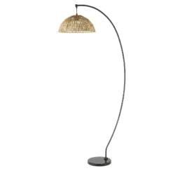 77" Metal And Rattan Bowl Boho Floor Lamp Black - River Of Goods -Home Improvement Store GUEST 1bdae086 f40b 4068 bf71 9cde4ee2d6e6