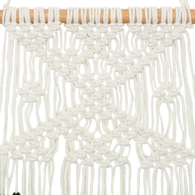 Set Of 3 Cotton Macrame Handmade Intricately Weaved Wall Decors With Beaded Fringe Tassels Cream - The Novogratz 5 Set Of 3 Cotton Macrame Handmade Intricately Weaved Wall Decors With Beaded Fringe Tassels Cream - The Novogratz - Image 3