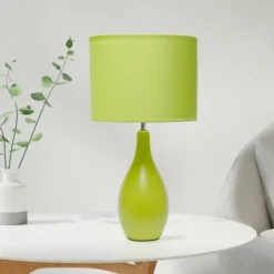 18.11" Traditional Standard Ceramic Dewdrop Table Desk Lamp With Matching Fabric Shade Green - Creekwood Home -Home Improvement Store GUEST 1e11825a 196f 45d7 bdb8 8645bb68e4a4
