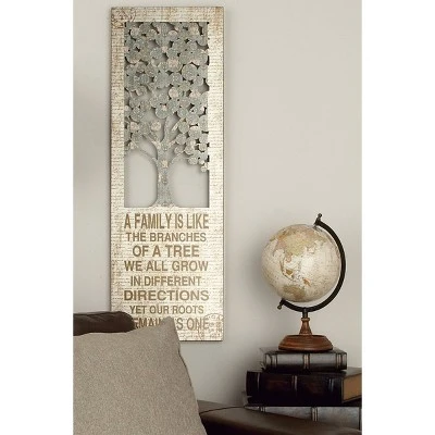Wood Sign Tree Wall Decor Beige - Olivia & May 3 Wood Sign Tree Wall Decor Beige - Olivia & May