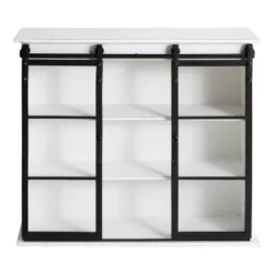 30" X 28" Barnhardt Decorative Wooden Wall Cabinet With 2 Sliding Glass Doors White - Kate & Laurel All Things Decor -Home Improvement Store GUEST 1eb57704 e6ba 4b2b ab86 6cf474321454