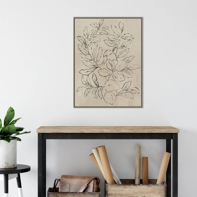 22" X 30" Outlined Leaves I By Asia Jensen Framed Canvas Wall Art Gray Wash - Amanti Art 6 22" X 30" Outlined Leaves I By Asia Jensen Framed Canvas Wall Art Gray Wash - Amanti Art - Image 4