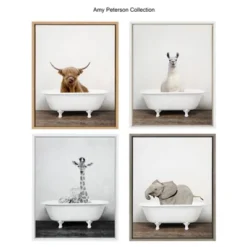 18" X 24" Sylvie Giraffe 2 In The Tub Framed Canvas Wall Art By Amy Peterson White - Kate And Laurel -Home Improvement Store GUEST 20520aa4 3ace 40c5 aa33 67e8959ed08a