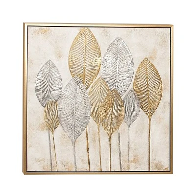 Canvas Leaf Framed Wall Art With Gold Frame Brown - CosmoLiving By Cosmopolitan 8 Canvas Leaf Framed Wall Art With Gold Frame Brown - CosmoLiving By Cosmopolitan - Image 6