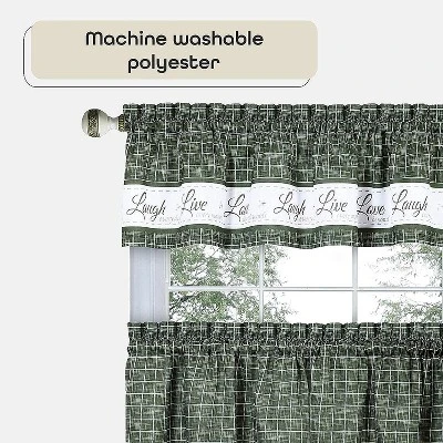 Kate Aurora Country Farmhouse Gingham Plaid Check Live~Laugh~Love 3 Pc Kitchen Curtain Set 3 Kate Aurora Country Farmhouse Gingham Plaid Check Live~Laugh~Love 3 Pc Kitchen Curtain Set