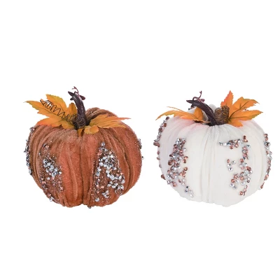 Transpac Foam 5 In. Multicolored Harvest Elegant Glitz Pumpkin Set Of 2 3 Transpac Foam 5 In. Multicolored Harvest Elegant Glitz Pumpkin Set Of 2