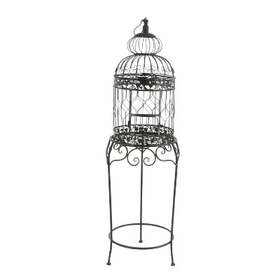 47" Iron Vintage Birdcage Black - Olivia & May 7 47" Iron Vintage Birdcage Black - Olivia & May - Image 5