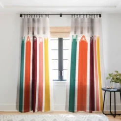 Showmemars Happy Letters In Retro Colors Single Panel Sheer Window Curtain - Society 6 -Home Improvement Store GUEST 28fea1cb c562 4082 85ec 119e380850db