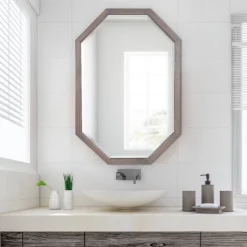 24" X 36" Hogan Framed Octagon Decorative Wall Mirror Gray - Kate & Laurel All Things Decor -Home Improvement Store GUEST 29c9bc1b f215 4ce8 9e6d 182be2bbce03