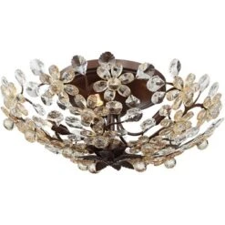 Vienna Full Spectrum Blooms Vintage Ceiling Light Semi Flush Mount Fixture 21" Wide Weathered Brown 5-Light For Bedroom Kitchen Living Room Hallway -Home Improvement Store GUEST 2ec30d89 a0a1 4b2f bf1f 4ea125986ef2