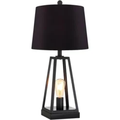 Franklin Iron Works Kacey Industrial Table Lamps 25 1/4" High Set Of 2 Dark Metal With USB LED Nightlight Black Faux Silk Shade For Living Room Desk 17 Franklin Iron Works Kacey Industrial Table Lamps 25 1/4" High Set Of 2 Dark Metal With USB LED Nightlight Black Faux Silk Shade For Living Room Desk -Home Improvement Store GUEST 2f6d752f e6b7 4b2c b193 0817dfa14651