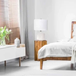 19" Contemporary Bohemian Ceramic Eyelet Pattern Floral Textured Bedside Table Lamp With Fabric Shade Off-White - Lalia Home -Home Improvement Store GUEST 30f3690a 6921 48a3 bdce 87fc377b1f20