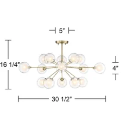 Possini Euro Design Modern Ceiling Light Semi Flush Mount Fixture Sputnik Brass 30 1/2" Wide 15-Light Double Glass Ball Hallway -Home Improvement Store GUEST 317f6f78 bba3 4e43 bc4e 75fe5664e121