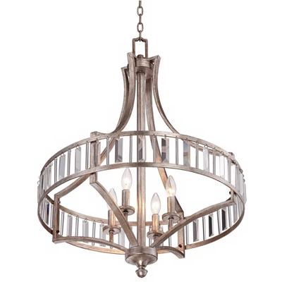 Vienna Full Spectrum Soft Silver Chandelier 24" Wide Crystal Glass 4-Light Fixture For Dining Room House Kitchen Bedroom 6 Vienna Full Spectrum Soft Silver Chandelier 24" Wide Crystal Glass 4-Light Fixture For Dining Room House Kitchen Bedroom - Image 4
