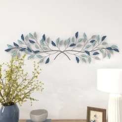 15" X 52" Metal Leaf Wall Decor With Gold Accent Blue - Olivia & May 30 15" X 52" Metal Leaf Wall Decor With Gold Accent Blue - Olivia & May -Home Improvement Store GUEST 3408e57e 0fe9 4c4a b899 2fab9aed9c3f