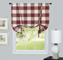 Kate Aurora Country Farmhouse Buffalo Plaid Gingham Single Tie Up Window Curtain Shades -Home Improvement Store GUEST 35a74039 dad5 4440 a69a 759e2c2fad15