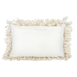 14X22 Inch Hand Woven Yarn Tassel Pillow White Cotton & Acrylic With Polyester Fill By Foreside Home & Garden -Home Improvement Store GUEST 392abb90 603c 4461 8798 65d0671e90a1