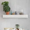 Small Embossed Wood Floating Decorative Wall Shelf White - American Art Decor -Home Improvement Store GUEST 3a85d46e 4347 47aa aa87 eae67580986e