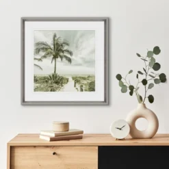 Americanflat Path To The Beach 20"x20" Pewter Framed Print Under Glass