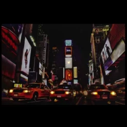 Northlight LED Lighted NYC Times Square Broadway Taxi Cabs Canvas Wall Art 15.75" X 23.5"