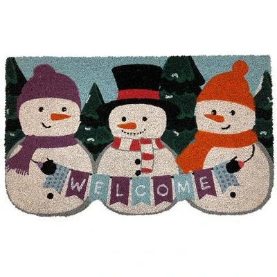 Winter Snowmen Coir Doormat Welcome Natural Fiber Outdoor 30" X 18" Briarwood Lane 4 Winter Snowmen Coir Doormat Welcome Natural Fiber Outdoor 30" X 18" Briarwood Lane - Image 2